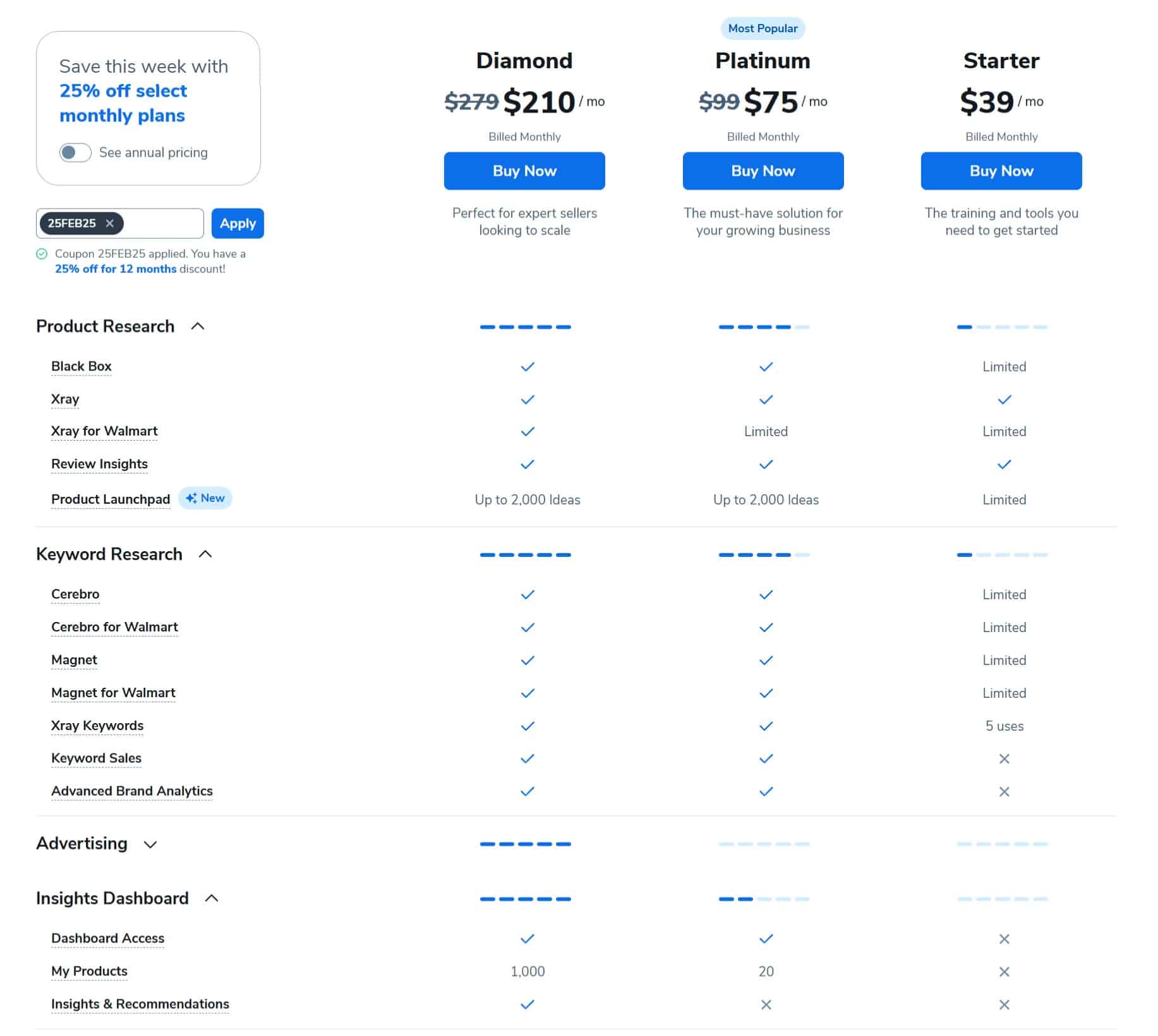 comparing platinum plan with other